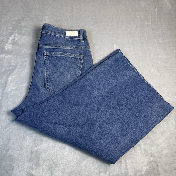 DL1961 Denim - DL1961 Womens Wide Leg Raw Hem Jeans Blue Medium Wash High Rise Size 31 Culottes